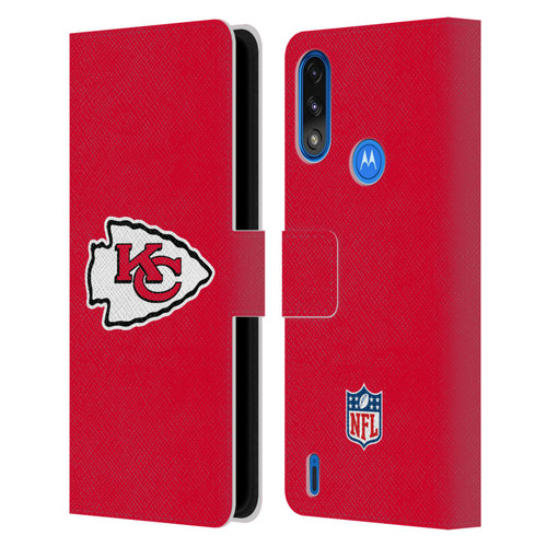 NFL Kansas City Chiefs Logo Plain Leather Book Wallet Case Cover For Motorola Moto E7 Power / Moto E7i Power