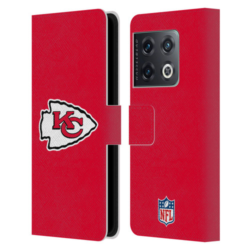 NFL Kansas City Chiefs Logo Plain Leather Book Wallet Case Cover For OnePlus 10 Pro