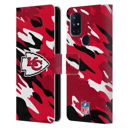 NFL Kansas City Chiefs Logo Camou Leather Book Wallet Case Cover For OnePlus Nord N10 5G