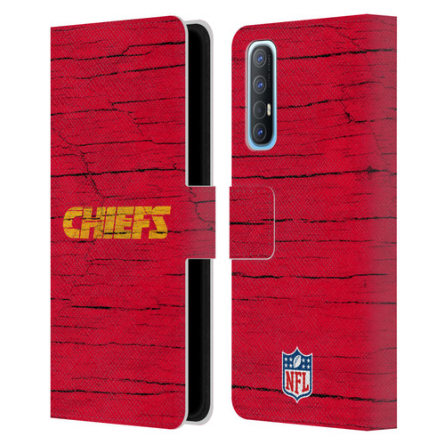 NFL Kansas City Chiefs Logo Distressed Look Leather Book Wallet Case Cover For OPPO Find X2 Neo 5G