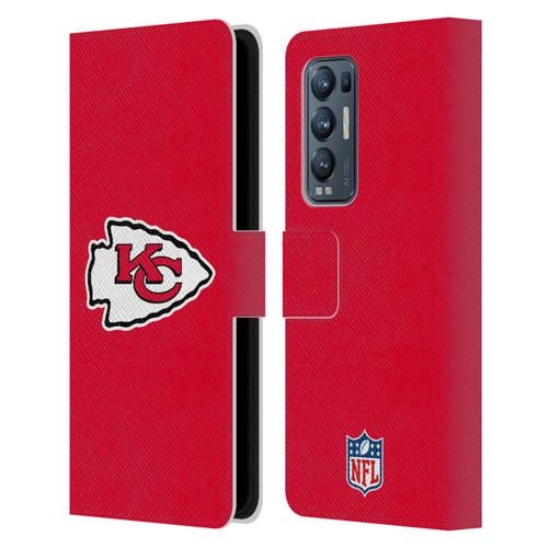 NFL Kansas City Chiefs Logo Plain Leather Book Wallet Case Cover For OPPO Find X3 Neo / Reno5 Pro+ 5G