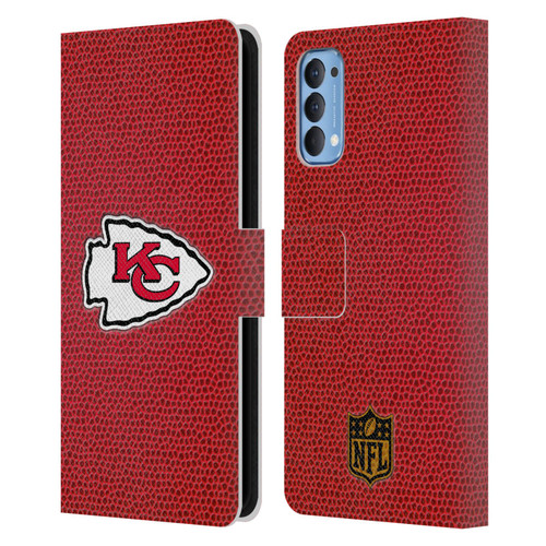 NFL Kansas City Chiefs Logo Football Leather Book Wallet Case Cover For OPPO Reno 4 5G
