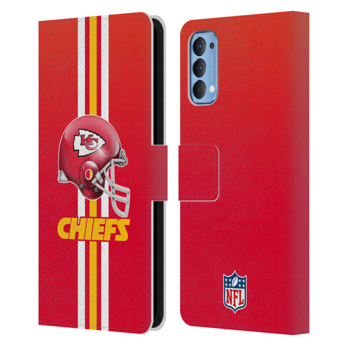 NFL Kansas City Chiefs Logo Helmet Leather Book Wallet Case Cover For OPPO Reno 4 5G