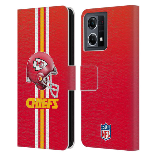 NFL Kansas City Chiefs Logo Helmet Leather Book Wallet Case Cover For OPPO Reno8 4G