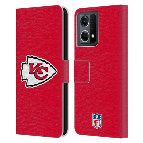 NFL Kansas City Chiefs Logo Plain Leather Book Wallet Case Cover For OPPO Reno8 4G