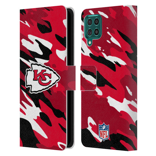 NFL Kansas City Chiefs Logo Camou Leather Book Wallet Case Cover For Samsung Galaxy F62 (2021)