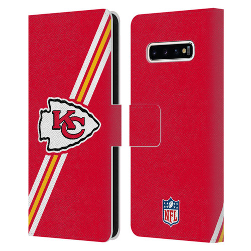 NFL Kansas City Chiefs Logo Stripes Leather Book Wallet Case Cover For Samsung Galaxy S10+ / S10 Plus