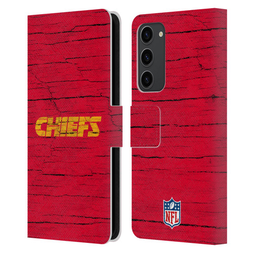 NFL Kansas City Chiefs Logo Distressed Look Leather Book Wallet Case Cover For Samsung Galaxy S23+ 5G