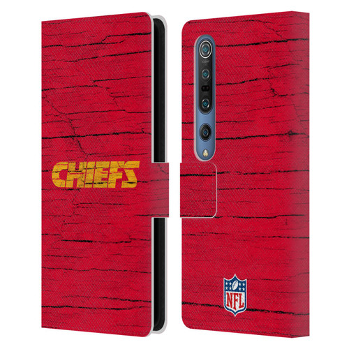 NFL Kansas City Chiefs Logo Distressed Look Leather Book Wallet Case Cover For Xiaomi Mi 10 5G / Mi 10 Pro 5G