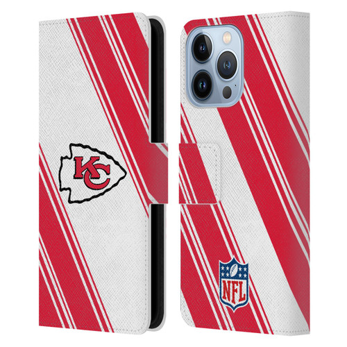 NFL Kansas City Chiefs Artwork Stripes Leather Book Wallet Case Cover For Apple iPhone 13 Pro