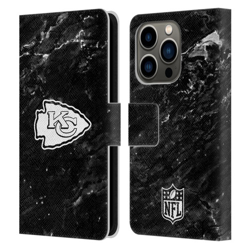 NFL Kansas City Chiefs Artwork Marble Leather Book Wallet Case Cover For Apple iPhone 14 Pro