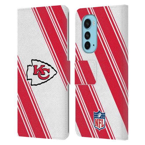 NFL Kansas City Chiefs Artwork Stripes Leather Book Wallet Case Cover For Motorola Edge (2022)