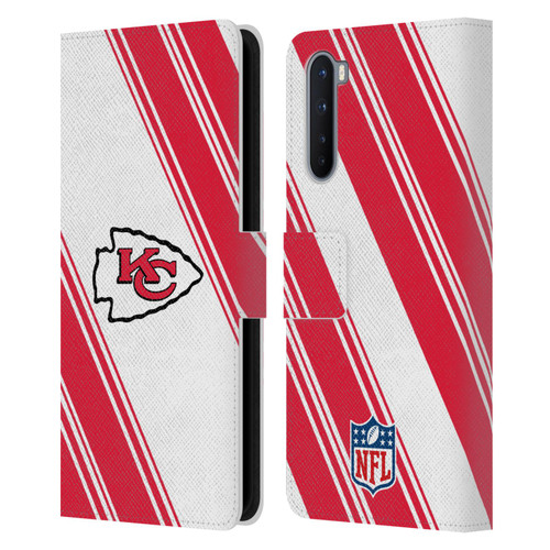 NFL Kansas City Chiefs Artwork Stripes Leather Book Wallet Case Cover For OnePlus Nord 5G