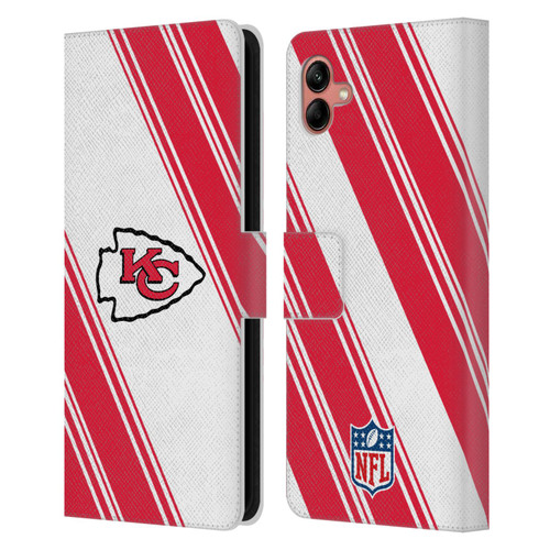 NFL Kansas City Chiefs Artwork Stripes Leather Book Wallet Case Cover For Samsung Galaxy A04 (2022)