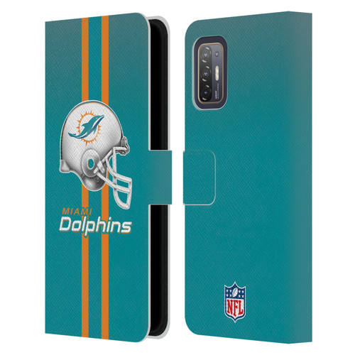 NFL Miami Dolphins Logo Helmet Leather Book Wallet Case Cover For HTC Desire 21 Pro 5G