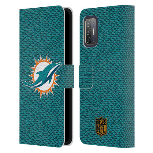 NFL Miami Dolphins Logo Football Leather Book Wallet Case Cover For HTC Desire 21 Pro 5G