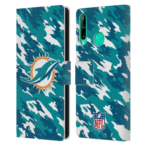 NFL Miami Dolphins Logo Camou Leather Book Wallet Case Cover For Huawei P40 lite E