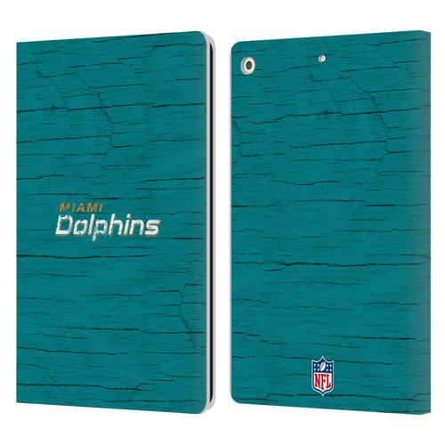 NFL Miami Dolphins Logo Distressed Look Leather Book Wallet Case Cover For Apple iPad 10.2 2019/2020/2021