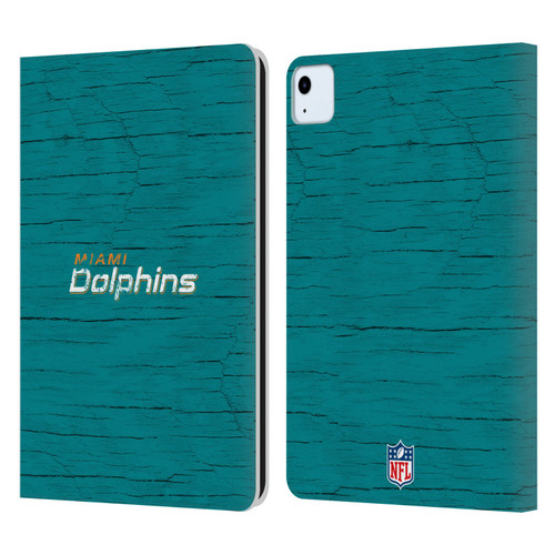NFL Miami Dolphins Logo Distressed Look Leather Book Wallet Case Cover For Apple iPad Air 2020 / 2022
