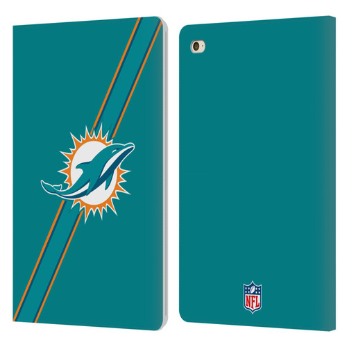 NFL Miami Dolphins Logo Stripes Leather Book Wallet Case Cover For Apple iPad mini 4