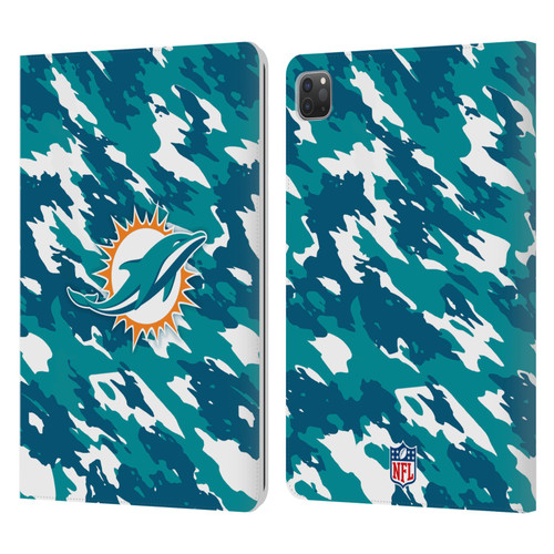 NFL Miami Dolphins Logo Camou Leather Book Wallet Case Cover For Apple iPad Pro 11 2020 / 2021 / 2022