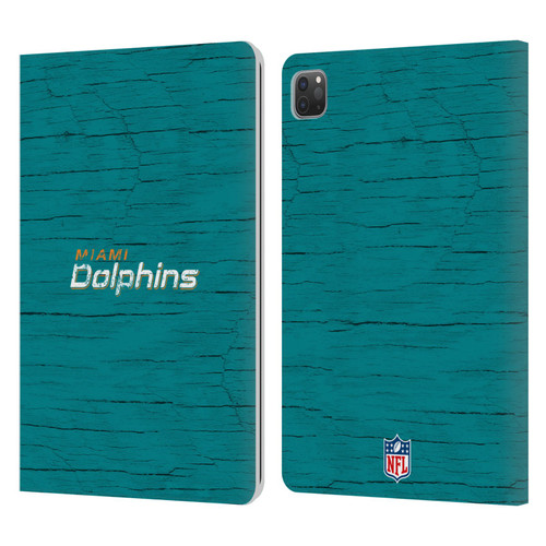 NFL Miami Dolphins Logo Distressed Look Leather Book Wallet Case Cover For Apple iPad Pro 11 2020 / 2021 / 2022