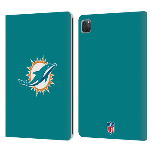 NFL Miami Dolphins Logo Plain Leather Book Wallet Case Cover For Apple iPad Pro 11 2020 / 2021 / 2022