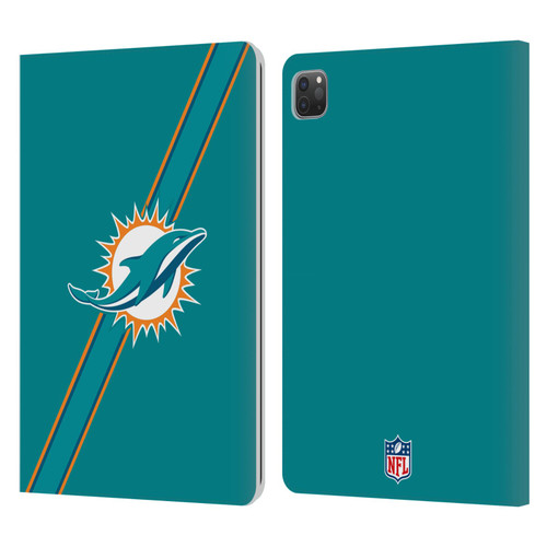 NFL Miami Dolphins Logo Stripes Leather Book Wallet Case Cover For Apple iPad Pro 11 2020 / 2021 / 2022
