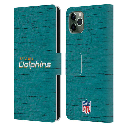 NFL Miami Dolphins Logo Distressed Look Leather Book Wallet Case Cover For Apple iPhone 11 Pro Max