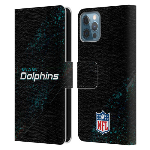 NFL Miami Dolphins Logo Blur Leather Book Wallet Case Cover For Apple iPhone 12 / iPhone 12 Pro