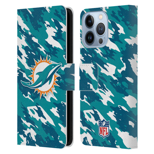 NFL Miami Dolphins Logo Camou Leather Book Wallet Case Cover For Apple iPhone 13 Pro NFL Miami Dolphins Logo Camou Leather Book Wallet Case Cover For Apple iPhone 13 Pro