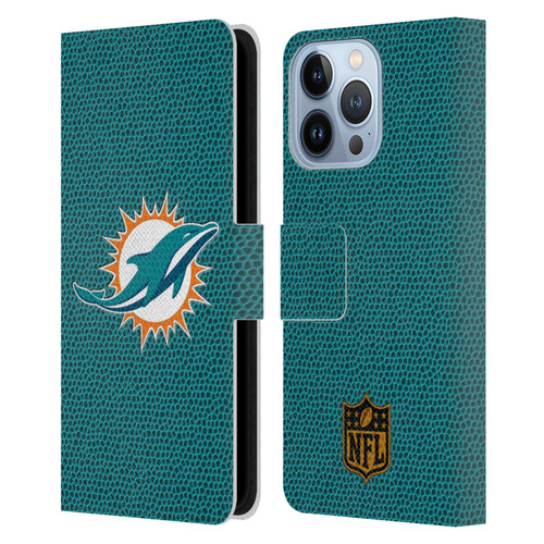 NFL Miami Dolphins Logo Football Leather Book Wallet Case Cover For Apple iPhone 13 Pro
