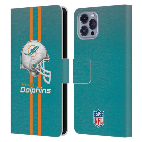 NFL Miami Dolphins Logo Helmet Leather Book Wallet Case Cover For Apple iPhone 14