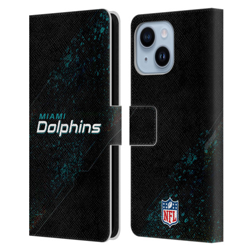 NFL Miami Dolphins Logo Blur Leather Book Wallet Case Cover For Apple iPhone 14 Plus