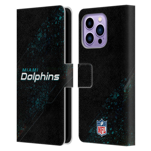 NFL Miami Dolphins Logo Blur Leather Book Wallet Case Cover For Apple iPhone 14 Pro Max