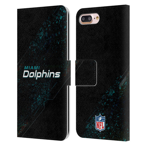 NFL Miami Dolphins Logo Blur Leather Book Wallet Case Cover For Apple iPhone 7 Plus / iPhone 8 Plus