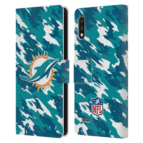 NFL Miami Dolphins Logo Camou Leather Book Wallet Case Cover For LG K22