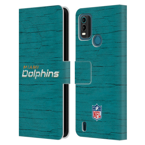 NFL Miami Dolphins Logo Distressed Look Leather Book Wallet Case Cover For Nokia G11 Plus