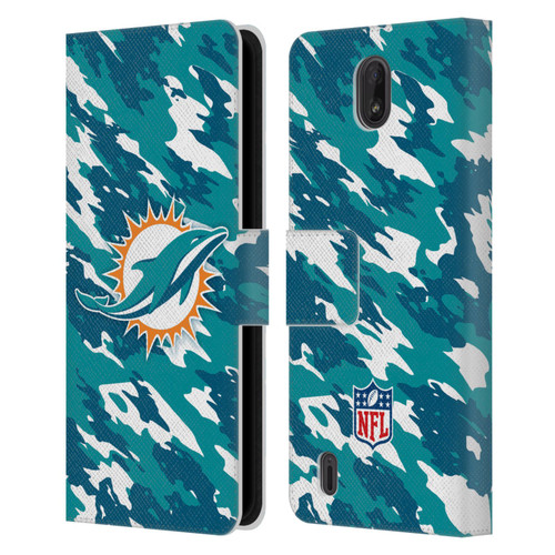 NFL Miami Dolphins Logo Camou Leather Book Wallet Case Cover For Nokia C01 Plus/C1 2nd Edition