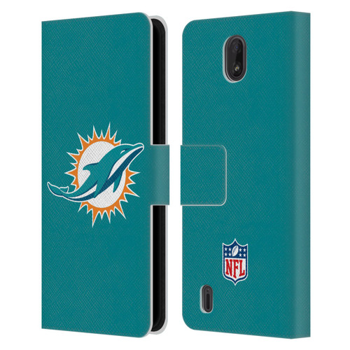 NFL Miami Dolphins Logo Plain Leather Book Wallet Case Cover For Nokia C01 Plus/C1 2nd Edition