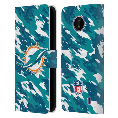 NFL Miami Dolphins Logo Camou Leather Book Wallet Case Cover For Nokia C10 / C20
