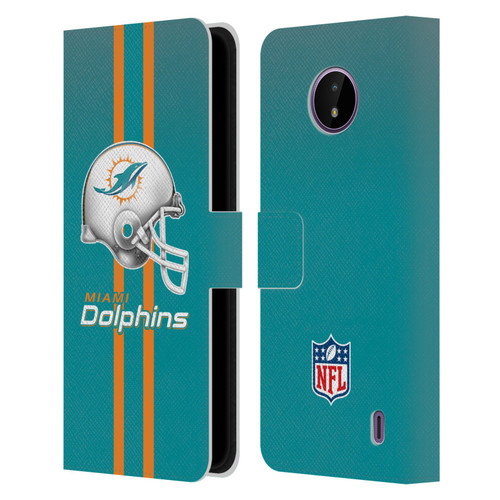 NFL Miami Dolphins Logo Helmet Leather Book Wallet Case Cover For Nokia C10 / C20