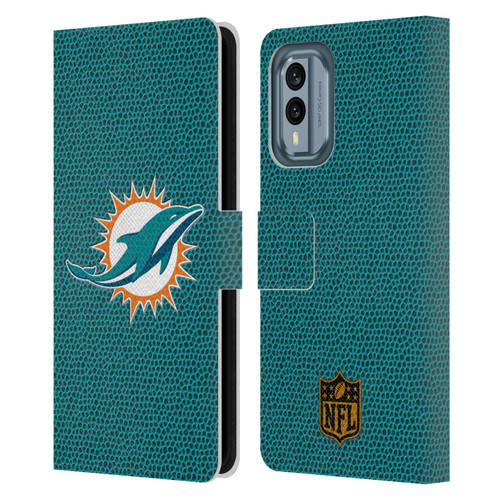 NFL Miami Dolphins Logo Football Leather Book Wallet Case Cover For Nokia X30
