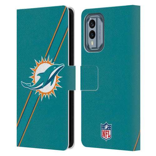 NFL Miami Dolphins Logo Stripes Leather Book Wallet Case Cover For Nokia X30