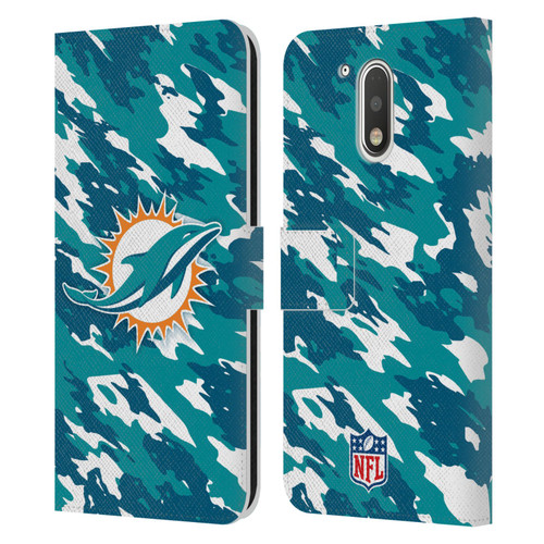 NFL Miami Dolphins Logo Camou Leather Book Wallet Case Cover For Motorola Moto G41