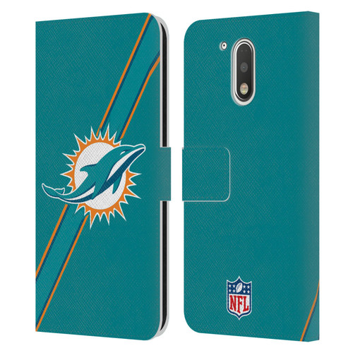 NFL Miami Dolphins Logo Stripes Leather Book Wallet Case Cover For Motorola Moto G41