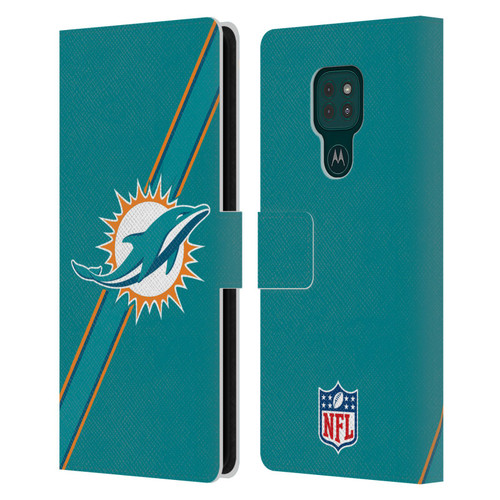 NFL Miami Dolphins Logo Stripes Leather Book Wallet Case Cover For Motorola Moto G9 Play