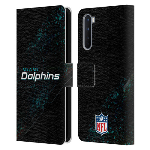 NFL Miami Dolphins Logo Blur Leather Book Wallet Case Cover For OnePlus Nord 5G