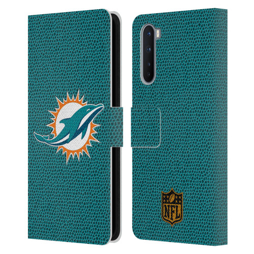 NFL Miami Dolphins Logo Football Leather Book Wallet Case Cover For OnePlus Nord 5G