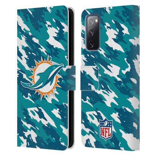 NFL Miami Dolphins Logo Camou Leather Book Wallet Case Cover For Samsung Galaxy S20 FE / 5G